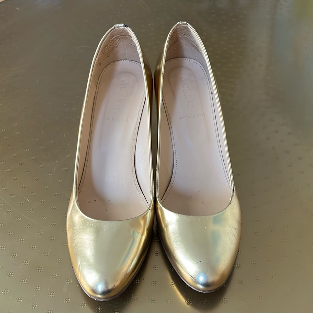J Crew Gold Wedges